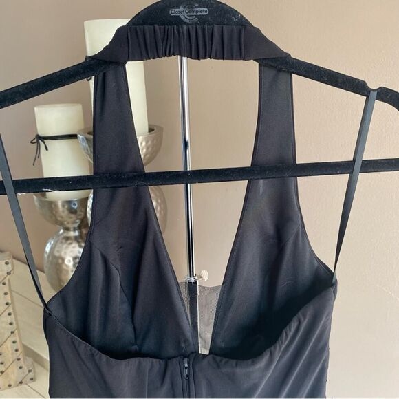 B. Darlin Dress Black Size 1 Junior Sheath Halter Illusion Beaded Size M EUC - Picture 13 of 14